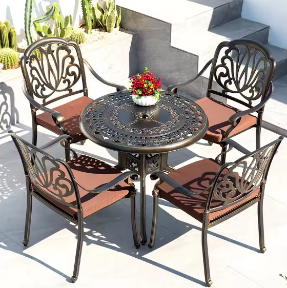 Bàn tròn mặt đá sân vườn có tay (họa tiết hoa cúc) BSVCT09 1 D290ec186f21cf7f9630