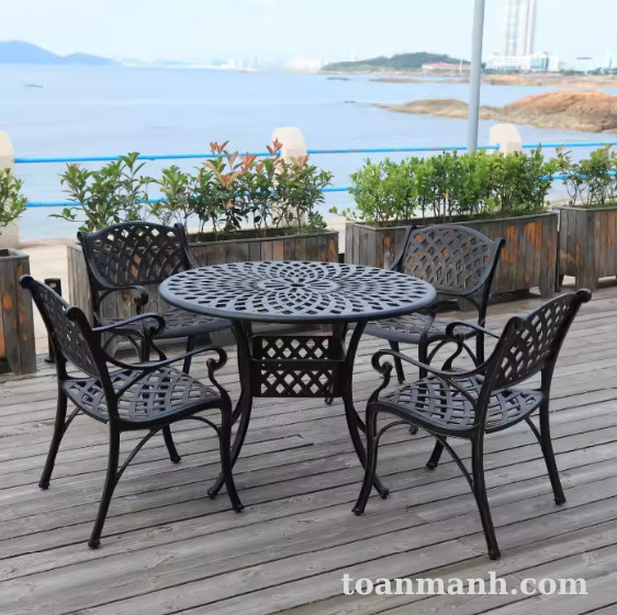 Ghế sân vườn có tay (họa tiết quả trám) GSVCT01 2 F3
