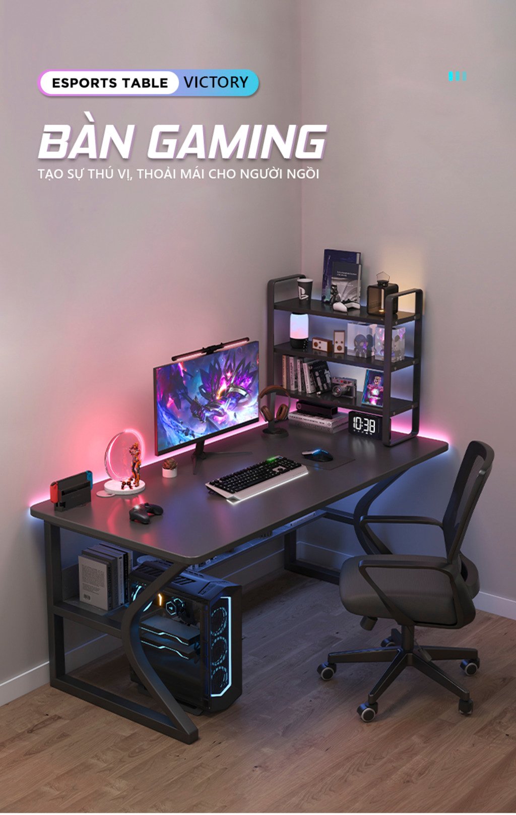 Bàn gaming chữ K BLV135 9 bàn gaming gỗ chữ k