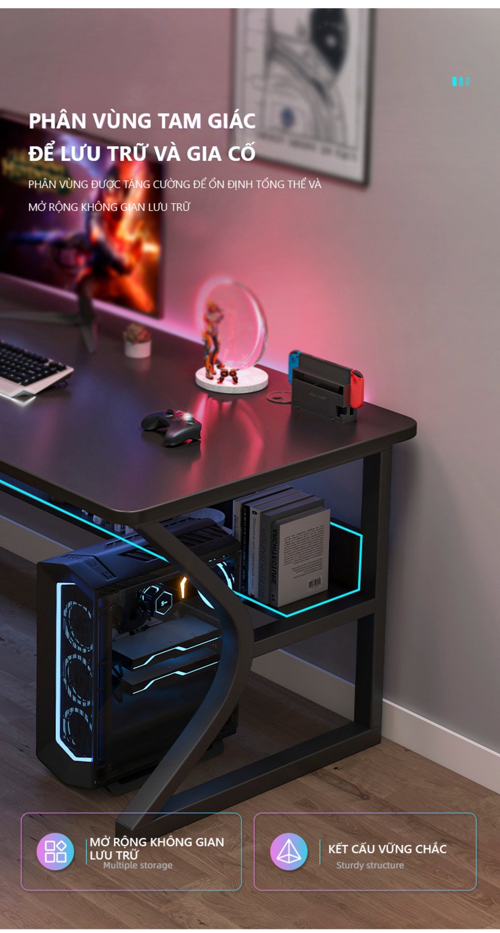 Bàn gaming chữ K BLV135 12 bàn gaming gỗ chữ k